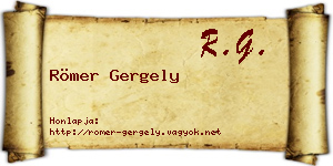 Römer Gergely névjegykártya