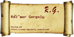 Römer Gergely névjegykártya